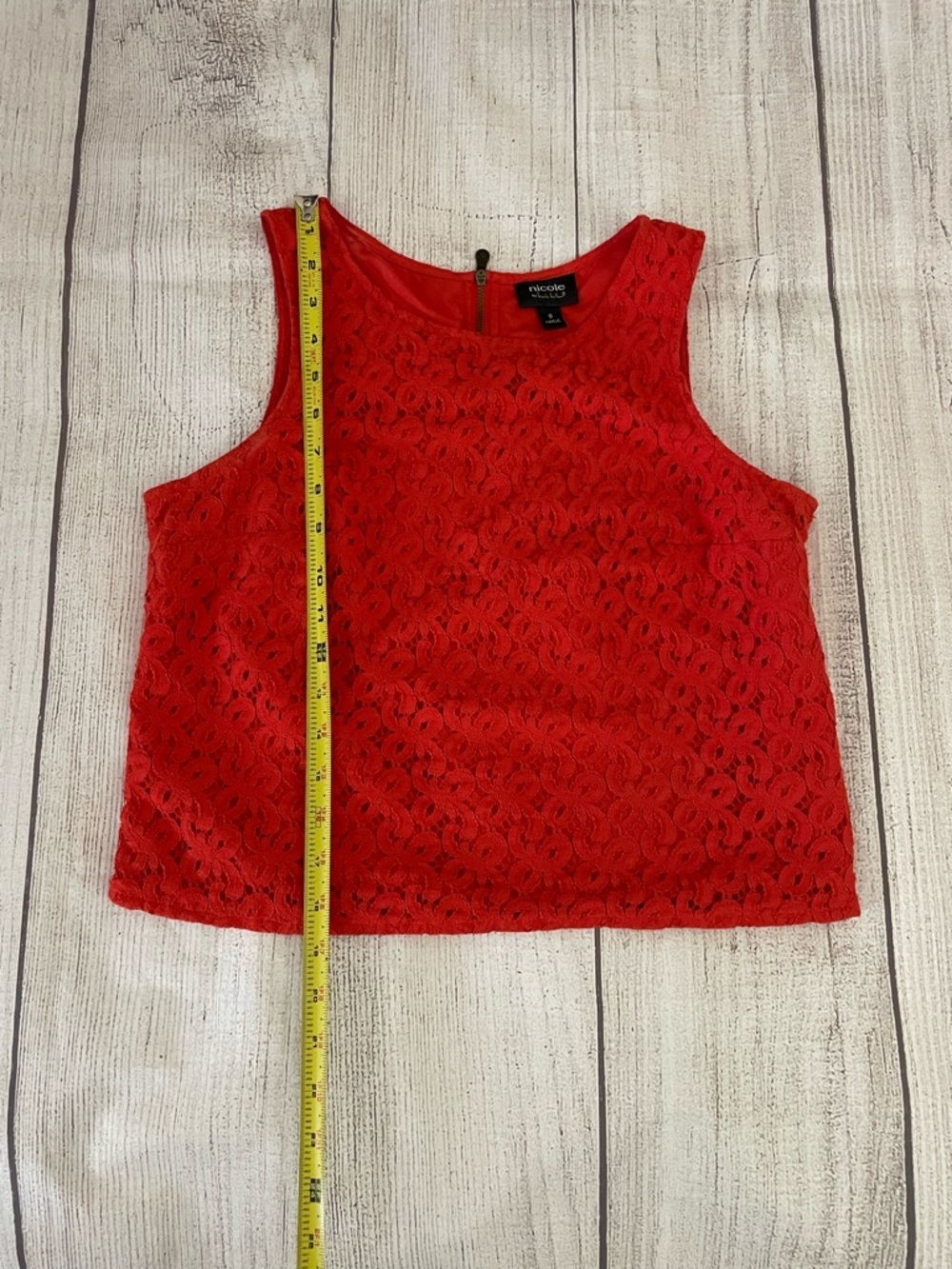 NICOLE by NICOLE MILLER Women’s Burnt Orange Lace Sleeveless Cropped Top Size SM - Picture 3 of 5